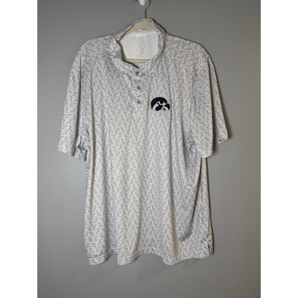 CBK Men's University of Iowa Hawkeyes Golf Polo Shirt Geometric Pattern‎